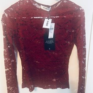 NWT 4th and Reckless Burgundy Lace Top Sz. S